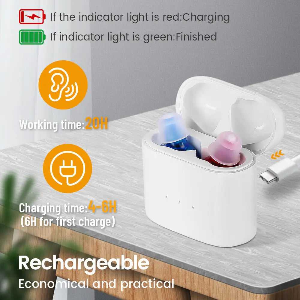 Wireless hearing aid / Magnetic Wireless Charging Chamber Acoustic Hearing Aid - LUXE IT